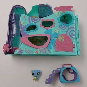 Lps House And Owl Bright Teal and Purple Mini Playset with Pink Accents